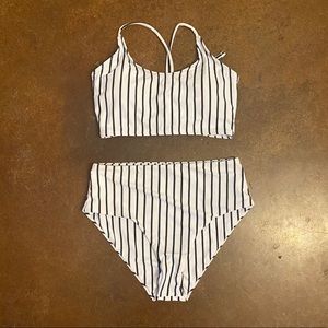 NWT Black and White Striped Bikini